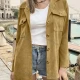 Wholesale Women's Casual Plain Collared Button Down Flap Pocket Overshirt AY03# 5# Clothing Wholesale Market Liuhua