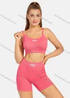 Wholesale Women's Athletic Plain Labelled Ribbed Spaghetti Strap Bralette & High Waist Biker Short 2 Piece Sports Yoga Set SP172# - Liuhuamall