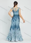 Wholesale Women's Notched Neck Rhinestone Embroidery Floor Length Glamorous Mermaid Evening Dress - Liuhuamall