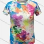 Wholesale Women's Round Neck Romantic Multicolor Tie Dye Casual T-Shirt preview