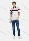 Wholesale Men's Casual Short Sleeve Striped Button Front Polo Shirt - Liuhuamall