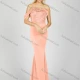 Wholesale Women's Elegant Plain Sequin Pleated Feather Trim Asymmetrical Neck Maxi Mermaid Evening Dress Melon Clothing Wholesale Market Liuhua