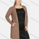 Wholesale Women's Casual Long Sleeve Pockets Spilt Side Plain Cardigan F Clothing Wholesale Market Liuhua