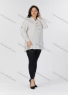 Wholesale Women's Casual Stand Collar Long Sleeve Striped Tunic 8837#-1 - Liuhuamall