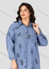 Wholesale Women's Casual Collared Pocket Long Sleeve Allover Print Tunic 8878#-3 - Liuhuamall