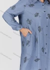 Wholesale Women's Casual Collared Pocket Long Sleeve Allover Print Tunic 8878#-3 - Liuhuamall