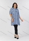 Wholesale Women's Casual Collared Pocket Long Sleeve Allover Print Tunic 8878#-3 - Liuhuamall