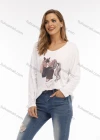 Wholesale Women's Cartoon Pattern Drop Shoulder Long Sleeve Oversized Tee - Liuhuamall