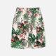 Women's Tropical Allover Plants Print Elastic Waist Drawstring Shorts White Clothing Wholesale Market -LIUHUA