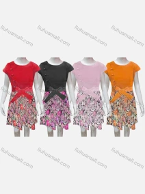 Wholesale Girls Causal Crew Neck Cap Sleeve Bow Knot Floral Print Dress, LIUHUA CLOTHING WHOLESALE