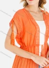Wholesale Women's Casual Cap Sleeve Open Front Lace Trim Fringe Drawstring Plain Midi Cover Up - Liuhuamall