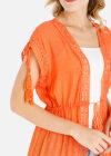 Wholesale Women's Casual Cap Sleeve Open Front Lace Trim Fringe Drawstring Plain Midi Cover Up - Liuhuamall