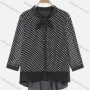 Wholesale Women's Casual Small Tail Buckled Cuff Polka Dot Button&Tie Front Shirt preview