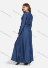 Wholesale Women's V Neck Button Front Denim Maxi Dress With Belt - Liuhuamall