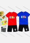 Wholesale Boy's Casual Letter Print Round Neck Short Sleeve Tee & Shorts 2 Piece Set - Liuhuamall
