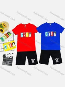Wholesale Boy's Casual Letter Print Round Neck Short Sleeve Tee & Shorts 2 Piece Set, LIUHUA CLOTHING WHOLESALE