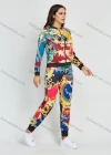 Wholesale Women's Fashion Multicolor Baroque Print Zip Jacket 2 Piece Set - Liuhuamall