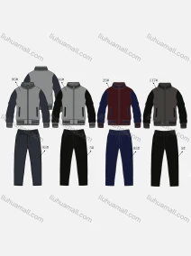 Wholesale Men's Casual Splicing Colorblock Zipper Long Sleeve Sweatshirts & Drawstring Ankle Length Pants 2 Piece Set, LIUHUA CLOTHING WHOLESALE