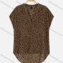 Wholesale Women's Summer Leopard V Neck Long Tail Bat Sleeve Blouse preview