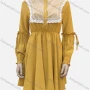Wholesale Women's Casual Poet Sleeve Button Front Ruffle Trim Lace Mesh Short Dress preview