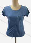 Wholesale Women's Casual Crew Neck Short Sleeve Beaded Blouse - Liuhuamall