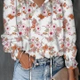 Wholesale Women's Casual Floral Print V Neck Long Sleeve Blouse preview