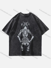 Wholesale Men's Fashion Oversized Crew Neck Short Sleeve Wash Distressed Graphic T-shirt 702#, LIUHUA CLOTHING WHOLESALE