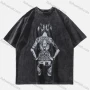 Wholesale Men's Fashion Oversized Crew Neck Short Sleeve Wash Distressed Graphic T-shirt 702# preview