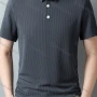 Wholesale Men's Casual Plain Texture Short Sleeve Quick Dry Polo Shirt 06836# preview