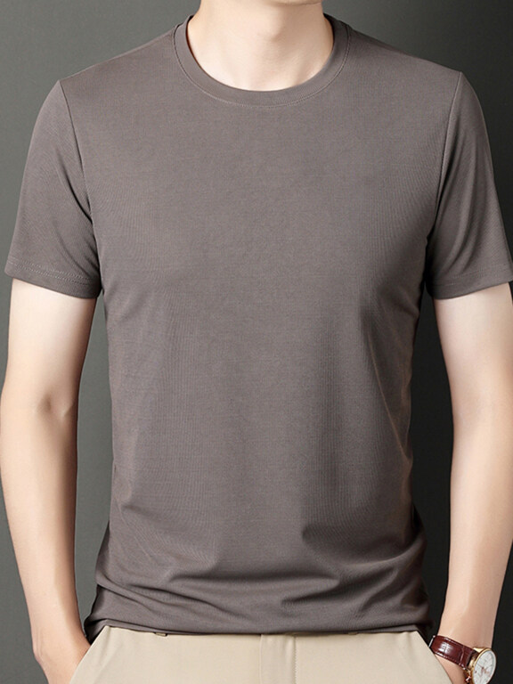 Wholesale Men's Basics Crew Neck Short Sleeve Plain Breathable T-shirts 81176#
