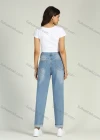 Wholesale Women's Casual Light Blue Fold Hem Button Zip Fly Pockets Jeans - Liuhuamall