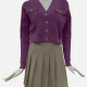 Women's Flap Pockets Long Sleeve Plain Crop Cardigan 101# A660# Clothing Wholesale Market -LIUHUA