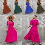 Wholesale Women's Casual Plain Square Neck Puff Sleeve High Waist Maxi Dress preview