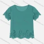 Wholesale Women's Casual Round Neck Elastic Neckline Hollow Out Edge Crop Tops 2216# preview