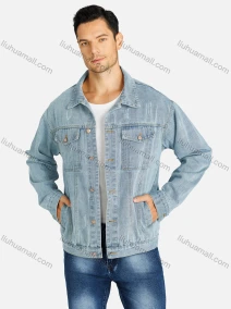 Wholesale Men's Basics Plain Button Down Flap Pockets Distressed Denim Jacket, LIUHUA CLOTHING WHOLESALE