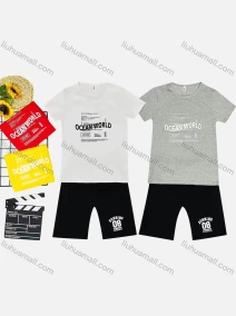 Wholesale Boy's Casual Letter Print Round Neck Short Sleeve Tee & Shorts 2 Piece Set, LIUHUA CLOTHING WHOLESALE