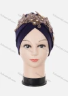Wholesale Women's Casual Rhinestone Flower Appliques Ruched Headwrap Hat - Liuhuamall