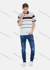 Wholesale Men's Casual Short Sleeve Striped Button Front Polo Shirt - Liuhuamall