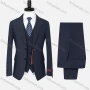 Wholesale Men's Formal Business Lapel Plain Two Button Blazer Jacket & Single Breasted Waistcoat & Pants 3 Piece Suit Set preview