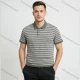 Wholesale Men's Striped Polo - Grey & White, Short Sleeve, Casual Business Wear, Bulk Order Gray Clothing Wholesale Market Liuhua
