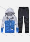 Wholesale Men's Athletic Workout Splicing Colorblock Drawstring Zip Hoodie & Elastic Waist Ankle Length Pants 2 Piece Set 30976# - Liuhuamall