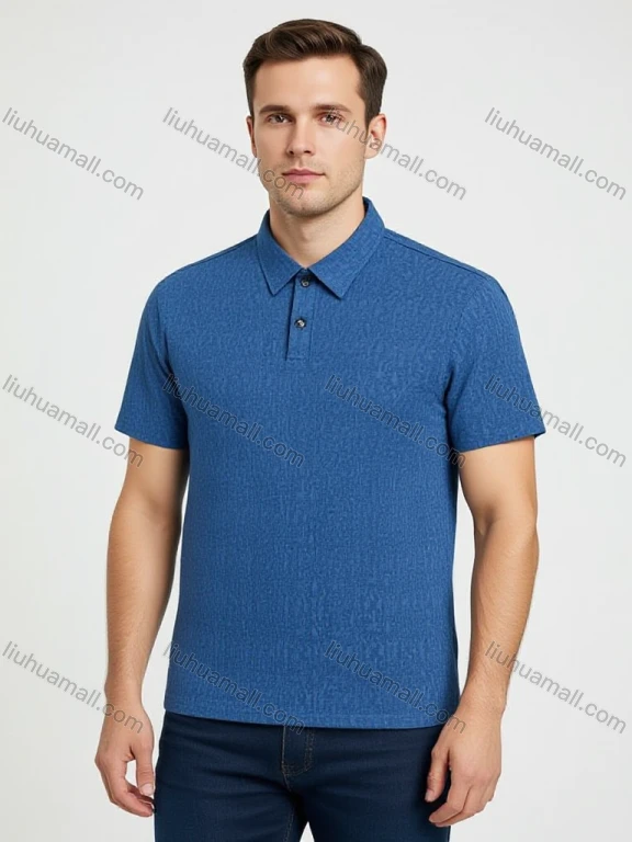 Wholesale Classic Blue Polo Shirt - Men's Cotton Blend, Slim Fit, Minimalist Design, Bulk Orders