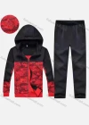 Wholesale Men's Athletic Workout Splicing Colorblock Drawstring Zip Hoodie & Elastic Waist Ankle Length Pants 2 Piece Set 30976# - Liuhuamall
