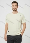 Wholesale Men's Beige T-Shirt Wholesale - Black Shoulder Logo, Soft Cotton, Crew Neck, Slim Fit, Bulk Discounts - Liuhuamall
