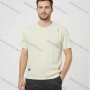 Wholesale Men's Beige T-Shirt Wholesale - Black Shoulder Logo, Soft Cotton, Crew Neck, Slim Fit, Bulk Discounts preview