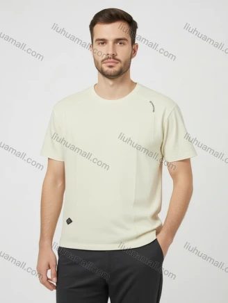 Wholesale Men's Beige T-Shirt Wholesale - Black Shoulder Logo, Soft Cotton, Crew Neck, Slim Fit, Bulk Discounts, Guangzhou Clothing Wholesale Market & Suppliers - LIUHUAMALL
