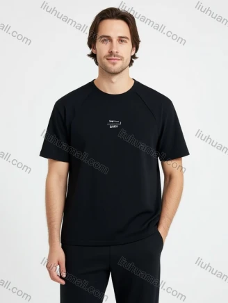 Wholesale Men's Black Logo T-Shirt Wholesale - Premium Cotton, Crew Neck, Chest Print, Slim Fit, Bulk Order Deals, Guangzhou Clothing Wholesale Market & Suppliers - LIUHUAMALL