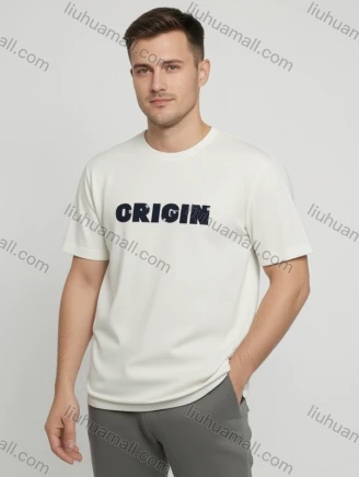 Wholesale Men's White ORIGIN T-Shirt Wholesale - Bold Black Print, Soft Cotton, Crew Neck, Casual Fit, Bulk Discounts, Guangzhou Clothing Wholesale Market & Suppliers - LIUHUAMALL