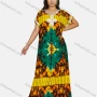 Wholesale Women's African Short Sleeve Notched Neck Tie Dye Embroidery Maxi Dress preview