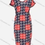 Wholesale Women's Casual Plus Size V Neck Short Sleeve Round Neck Patchwork & Chain Print Midi Dress preview